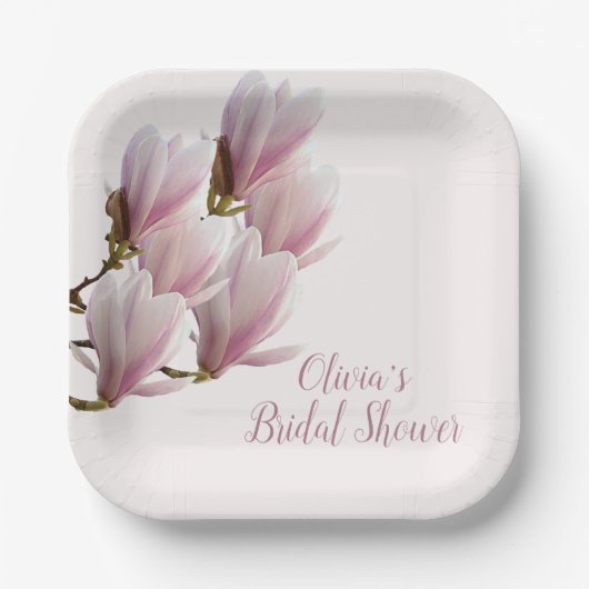 Japanse Magnolia Bruidsmeisjesfeest Papieren Bordje (Voorkant)