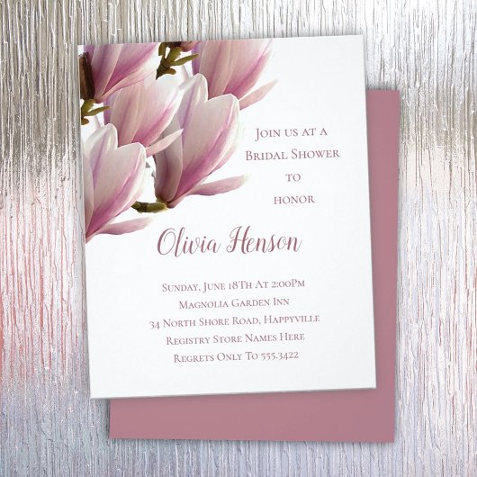 Japanse Magnolia Budget Bridal Shower Uitnodiging Flyer