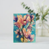 Japanse Magnolia waterverf batik Briefkaart (Staand voorkant)