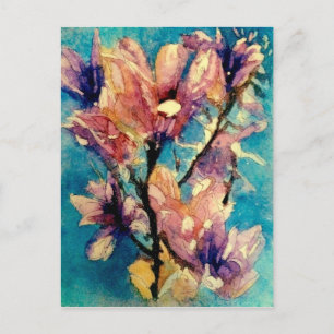 Japanse Magnolia waterverf batik Briefkaart