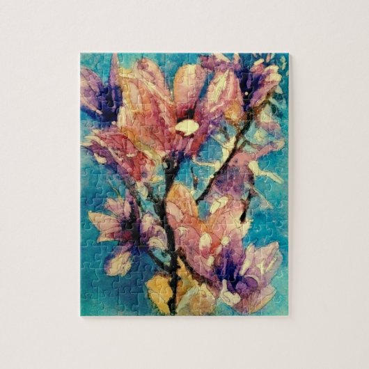 Japanse Magnolia waterverf batik Legpuzzel (Verticaal)