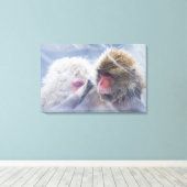 Japanse makaken (Macaca fuscata) Canvas Afdruk (Insitu (Houten vloer))