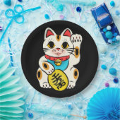 Japanse maneki nekko gelukskat papieren bordje (Feest)