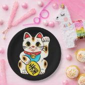 Japanse maneki nekko gelukskat papieren bordje (Feest)