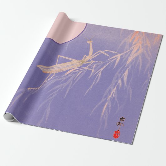 JAPANSE MANTIS OVER HET MOON WRAPPINGPAPIER CADEAUPAPIER (Uitgerold)
