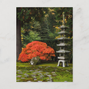 Japanse Maple en Pagoda in een Japanse tuin Briefkaart