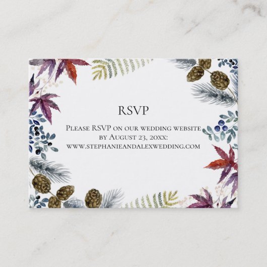 Japanse Maple Floral Waterverf Wedding Visitekaartje (Voorkant)