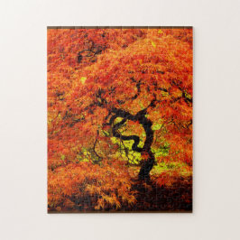 Japanse Maple in Herfst najaar Oranje uitdaging Legpuzzel