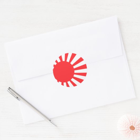 Japanse marinevlag ronde sticker (Envelop)