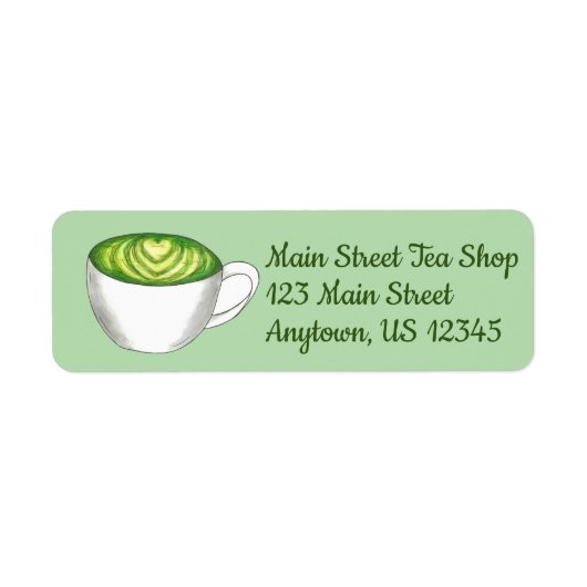 Japanse Matcha Green Tea Latte Teacup Foodie Etiket (Voorkant)