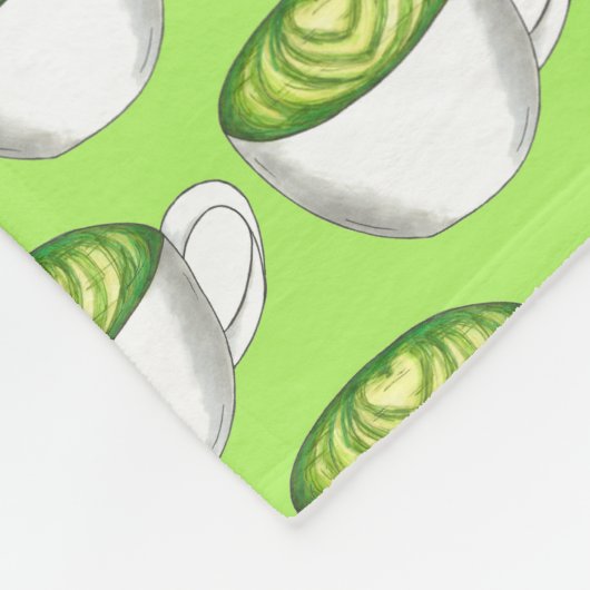Japanse Matcha Green Tea Latte Teacup Foodie Fleece Deken (Hoek)