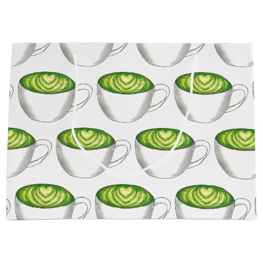 Japanse Matcha Green Tea Latte Teacup Foodie Large Cadeautasje (Voorkant)