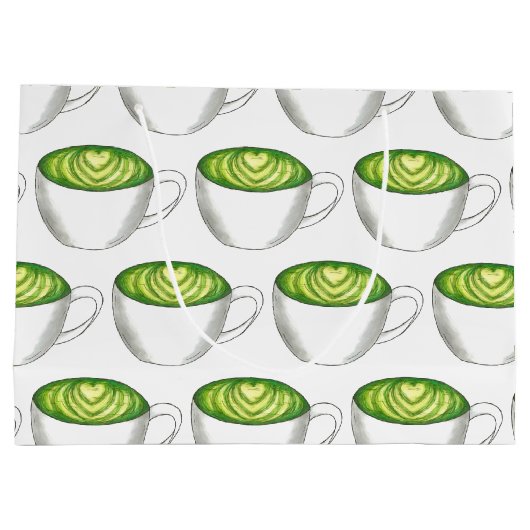 Japanse Matcha Green Tea Latte Teacup Foodie Large Cadeautasje (Achterkant)