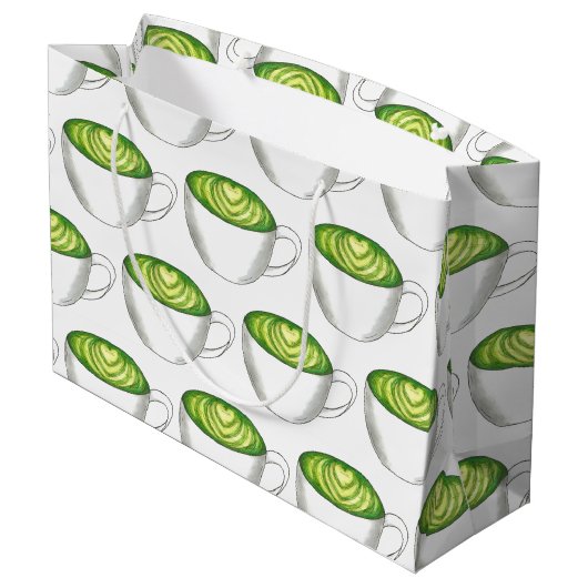 Japanse Matcha Green Tea Latte Teacup Foodie Large Cadeautasje (Achterkant Gekanteld)