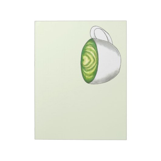 Japanse Matcha Green Tea Latte Teacup Foodie Notitieblok (Linkerzijde)