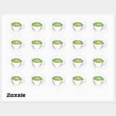 Japanse Matcha Green Tea Latte Teacup Foodie Ronde Sticker (Vel)