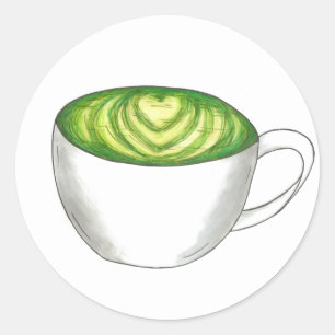 Japanse Matcha Green Tea Latte Teacup Foodie Ronde Sticker