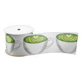 Japanse Matcha Green Tea Latte Teacup Foodie Satijnen Lint (Spoel)