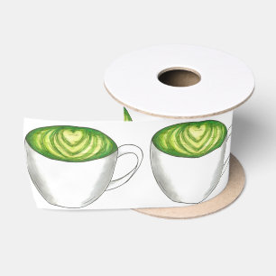 Japanse Matcha Green Tea Latte Teacup Foodie Satijnen Lint