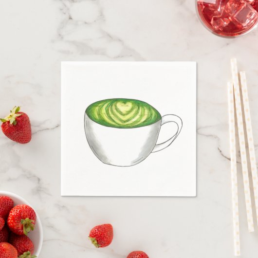 Japanse Matcha Green Tea Latte Teacup Foodie Servetten (Insitu)