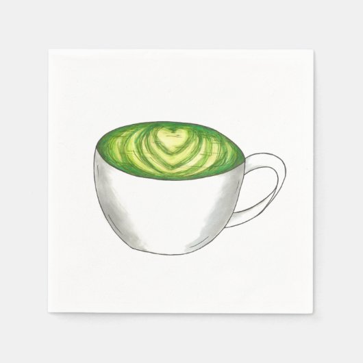 Japanse Matcha Green Tea Latte Teacup Foodie Servetten (Voorkant)