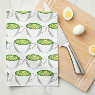 Japanse Matcha Green Tea Latte Teacup Foodie Theedoek