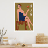 japanse matchbox cover (Cafe girl) Poster (Keuken)