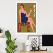 japanse matchbox cover (Cafe girl) Poster (Thuiskantoor)