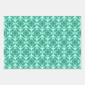 Japanse medaillon patroon, Aqua. Rood, zwart/wit Inpakpapier Vel (Voorkant)