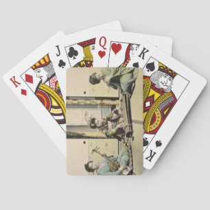 Japanse meisjes die de flute, 'koto' en de samis s speelkaarten