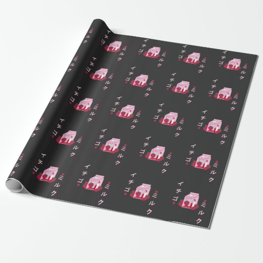 Japanse melkdoos Gift Strawberry Milkshake Cadeaupapier (Uitgerold)
