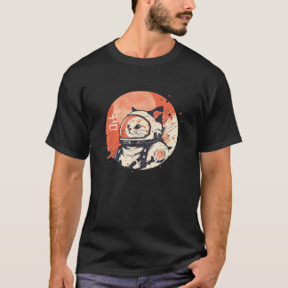 Japanse minimalistische jaren 1950 Retro Space Cat T-shirt