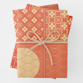 Japanse mix koraal patroon patchwork inpakpapier vel (In situ)