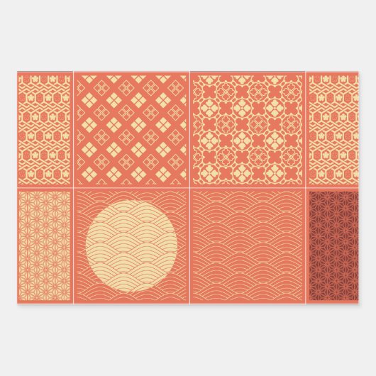 Japanse mix koraal patroon patchwork inpakpapier vel (Voorkant)