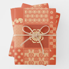 Japanse mix patchwork koraal inpakpapier vel