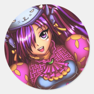 Japanse Mode Anime Girl Ronde Sticker