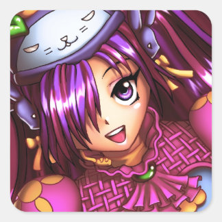Japanse Mode Anime Girl Vierkante Sticker