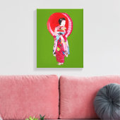 Japanse Modern Geisha-kunst met paraplu Canvas Afdruk (Insitu (Woonkamer))