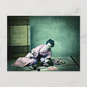 Japanse Moeder en de Vintage Magische Lantaarn van Briefkaart