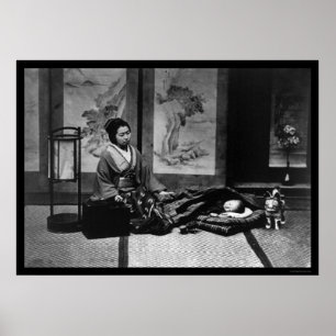 Japanse moeder met haar slapende Baby 1909 Poster