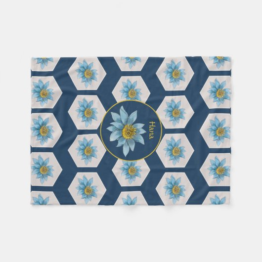 Japanse monogram van het strijkpatroon van het lan fleece deken (Voorkant (Horizontaal))