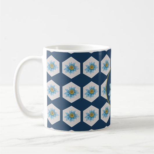 Japanse monogram van het strijkpatroon van het lan koffiemok (Links)