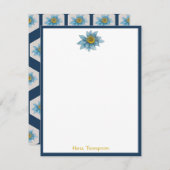 Japanse monogram van het strijkpatroon van het lan notitiekaartje (Voorkant / Achterkant)