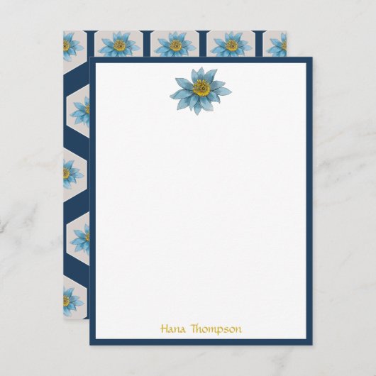 Japanse monogram van het strijkpatroon van het lan notitiekaartje (Voorkant / Achterkant)