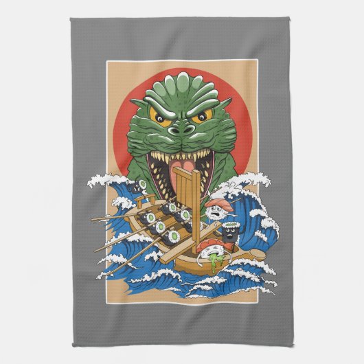 Japanse monster Sushi Lover Theedoek (Verticaal)