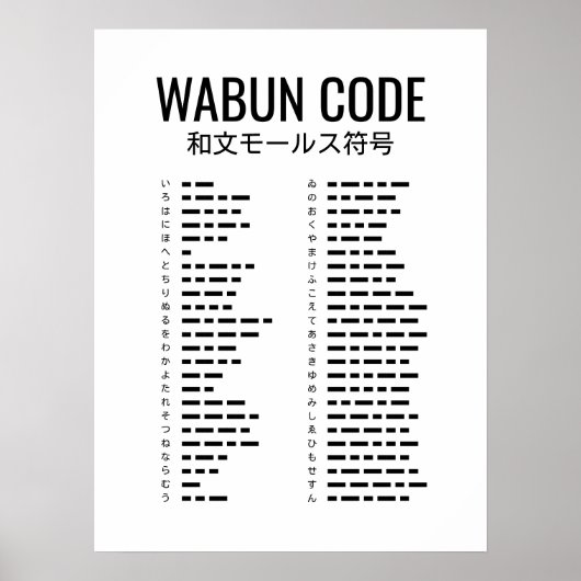 Japanse morsecode (Wabun Code) Poster (Voorkant)