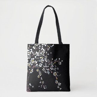 Japanse Mozaïek Kersenbloesem Zwart Tote Bag