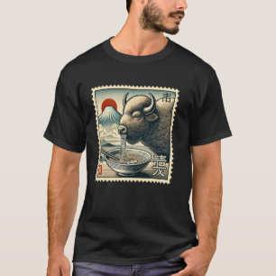 Japanse Mt. Fuji Zonsondergang Postzegel Noedels B T-shirt
