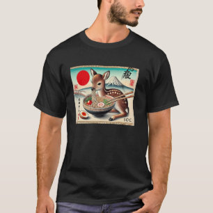 Japanse Mt. Fuji Zonsondergang Postzegel Ree Herte T-shirt