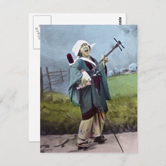 Japanse musicus Shamisen  Banjo Music Briefkaart (Voorkant / Achterkant)